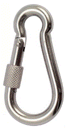 Mousqueton avec vis de securite - inox a4